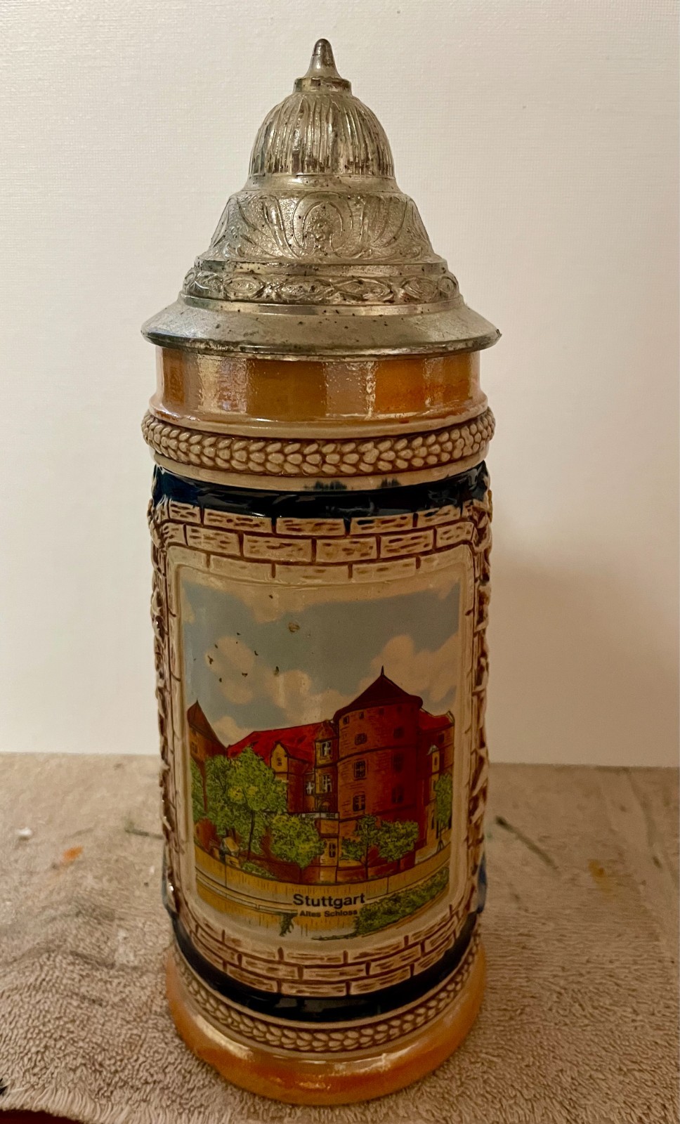 Vintage Gerz Beer Stein with Pewter Lid West Germany about 9 1/4