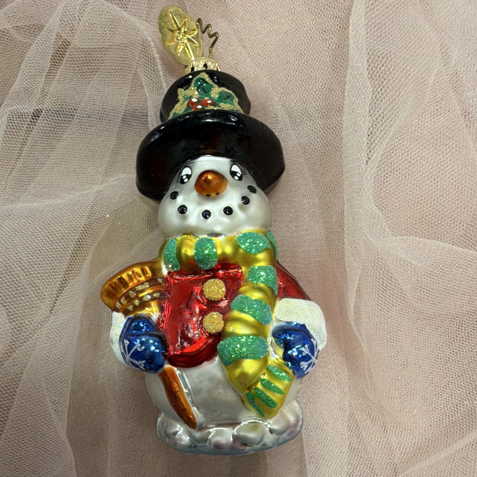 Frost Offering Christopher Radko  Snowman Christmas Ornament Top Hat 1999