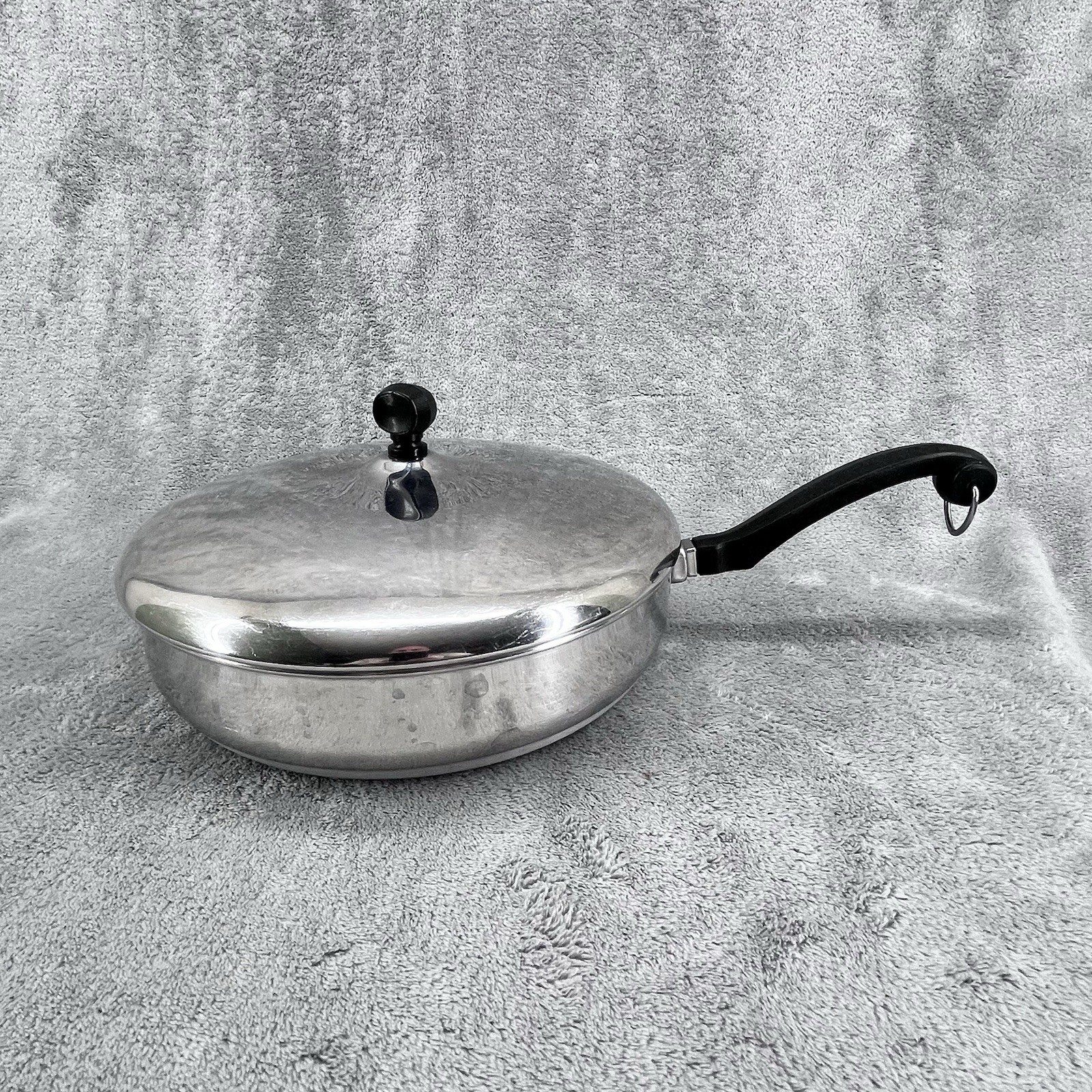 Vintage FarberWare Skillet Frying Pan 10 Inch Aluminum Clad Bottom W/ Lid