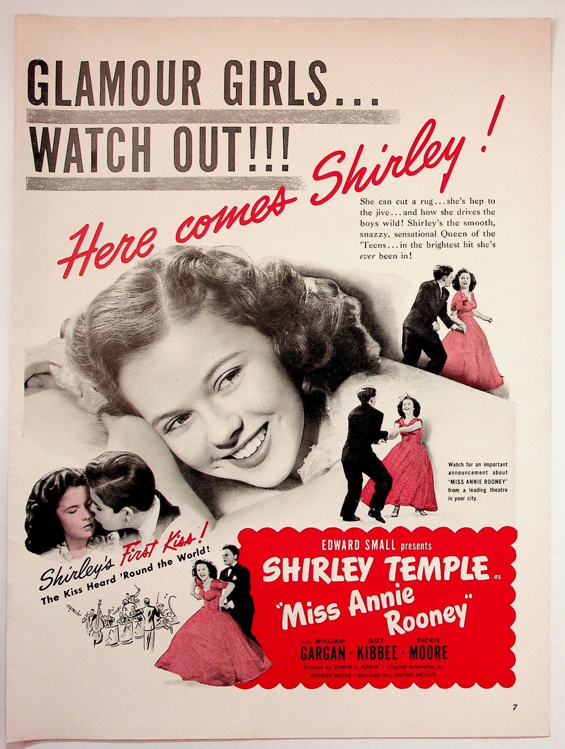 Shirley Temple Miss Annie Rooney 1940s Vintage Movie Ad