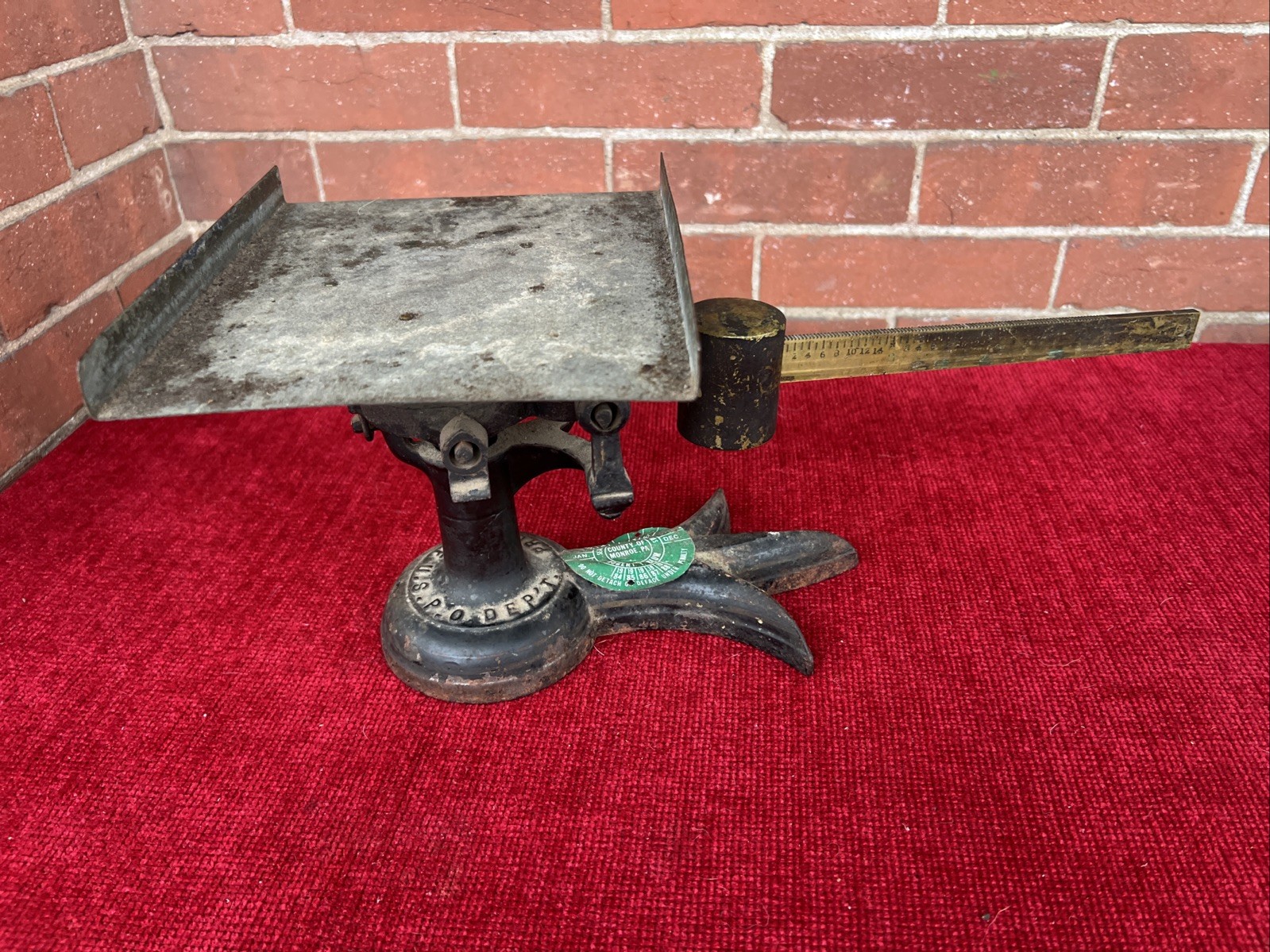 Antique Fairbanks Post Office Scale Cast Iron Brass