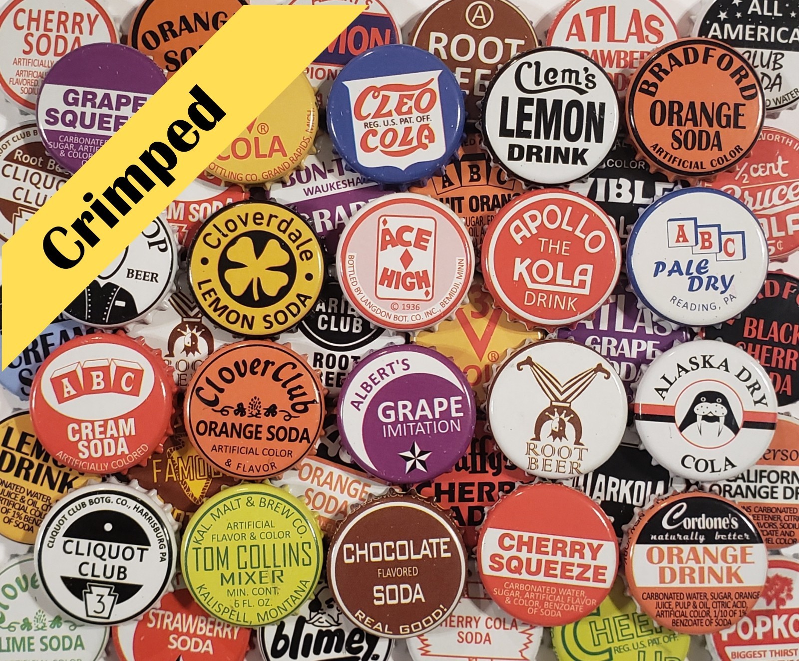 100 Vintage Soda Bottle Caps Pop (((NO REPEATS))) Crimped/Used, Zero Defects