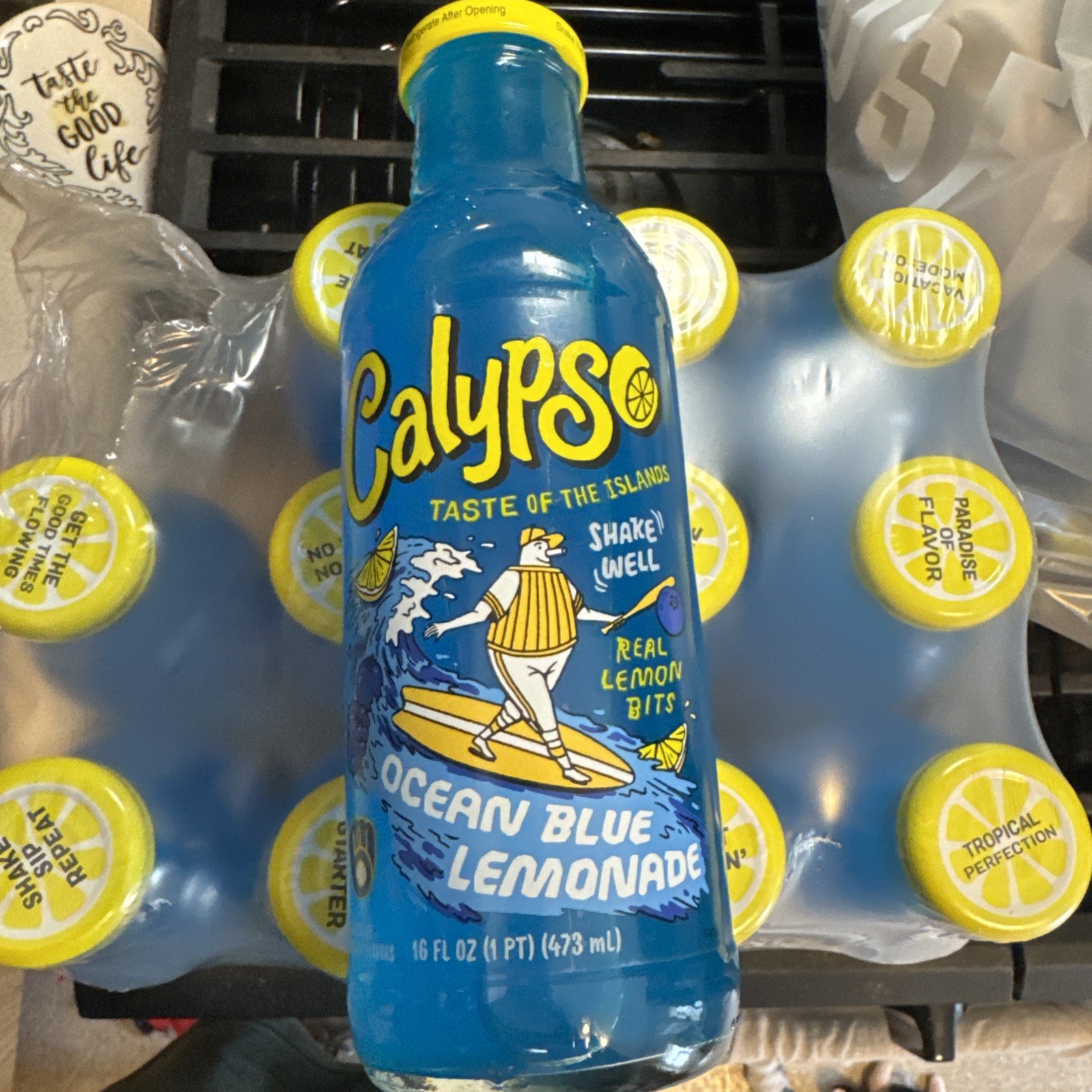 Two LIMITED Playoff Milwaukee Brewers Calypso Ocean Blue Lemonade Glass Bottles