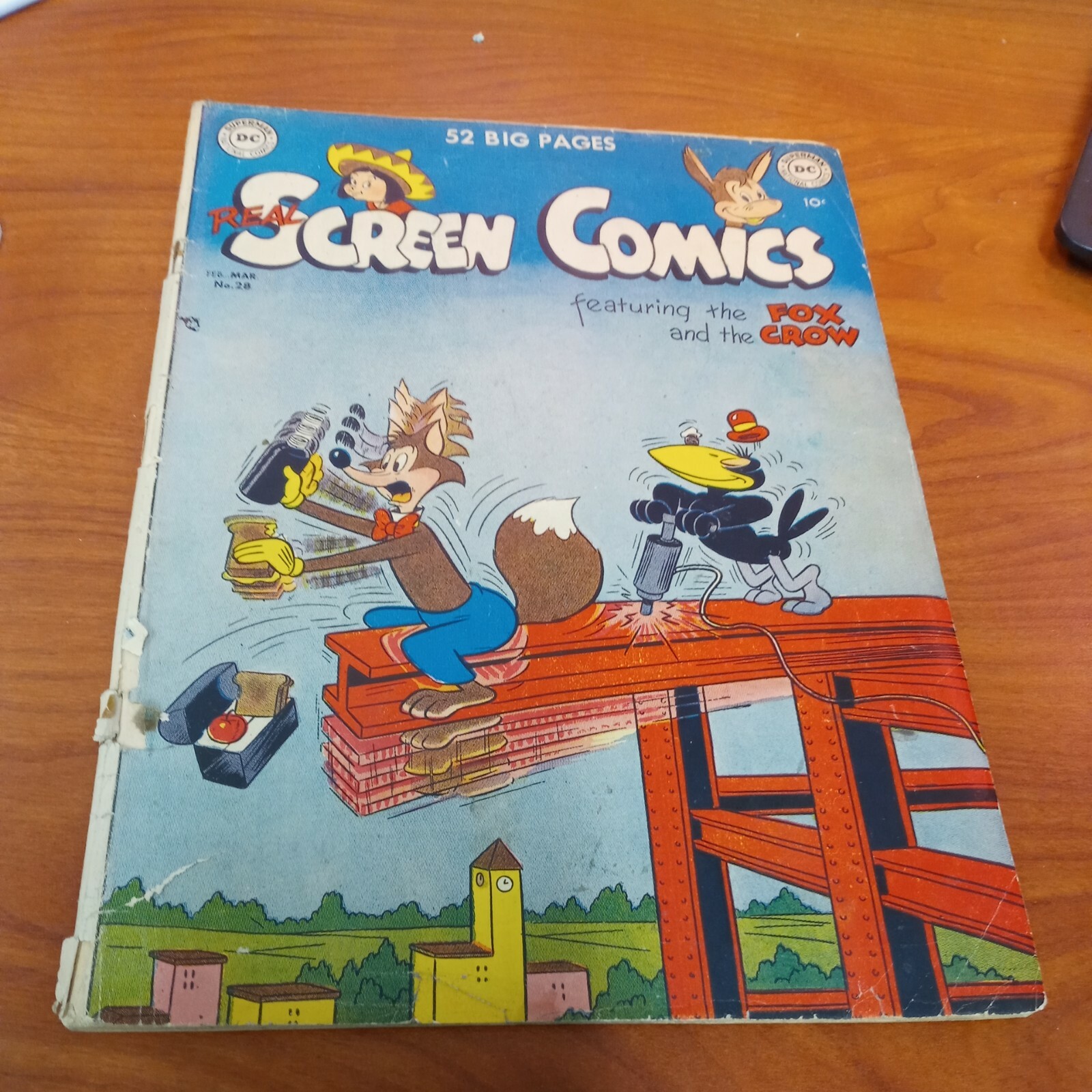 Real Screen #28 1950-DC-Fox & Crow-construction cover-racial innuendo golden age
