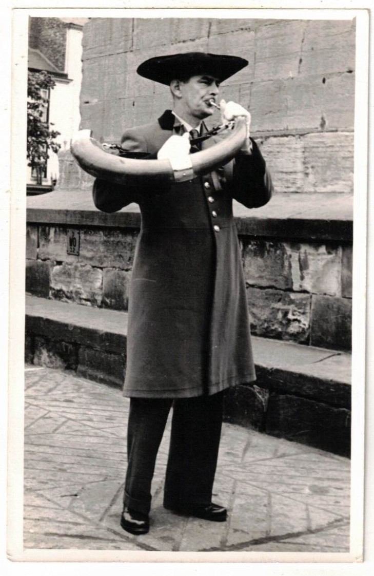 1958 Real Photo Postcard:  AUTOGRAPHED Cyril Hawley,  Hornblower of Ripon