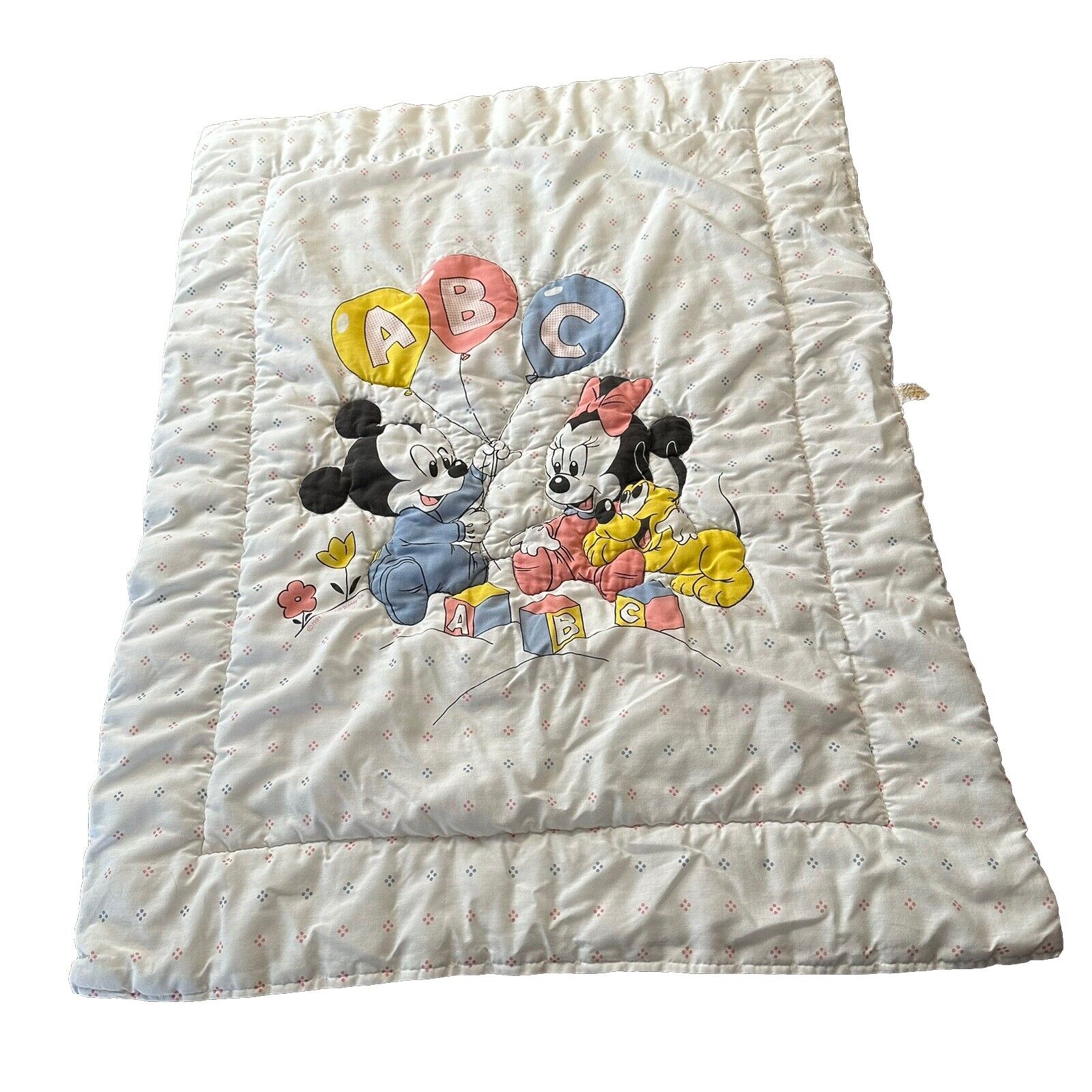 Vintage Dundee Disney Mickey Minnie Baby Crib ABC Blanket Comforter 41” X 31” *