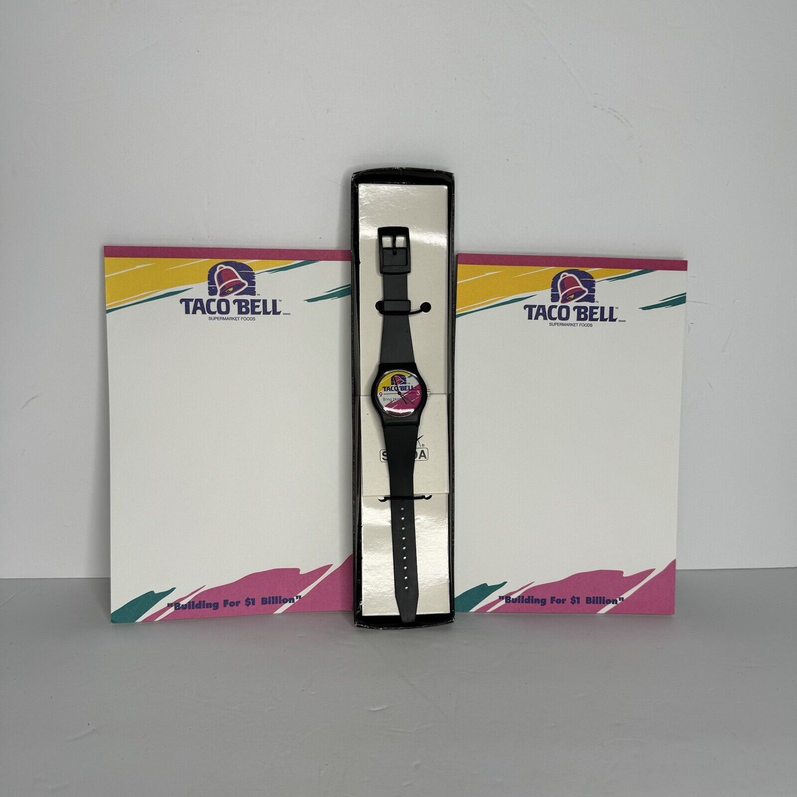 Taco Bell Vintage New Sweda Watch and Two Notepads Franchise Swag 1992-1994