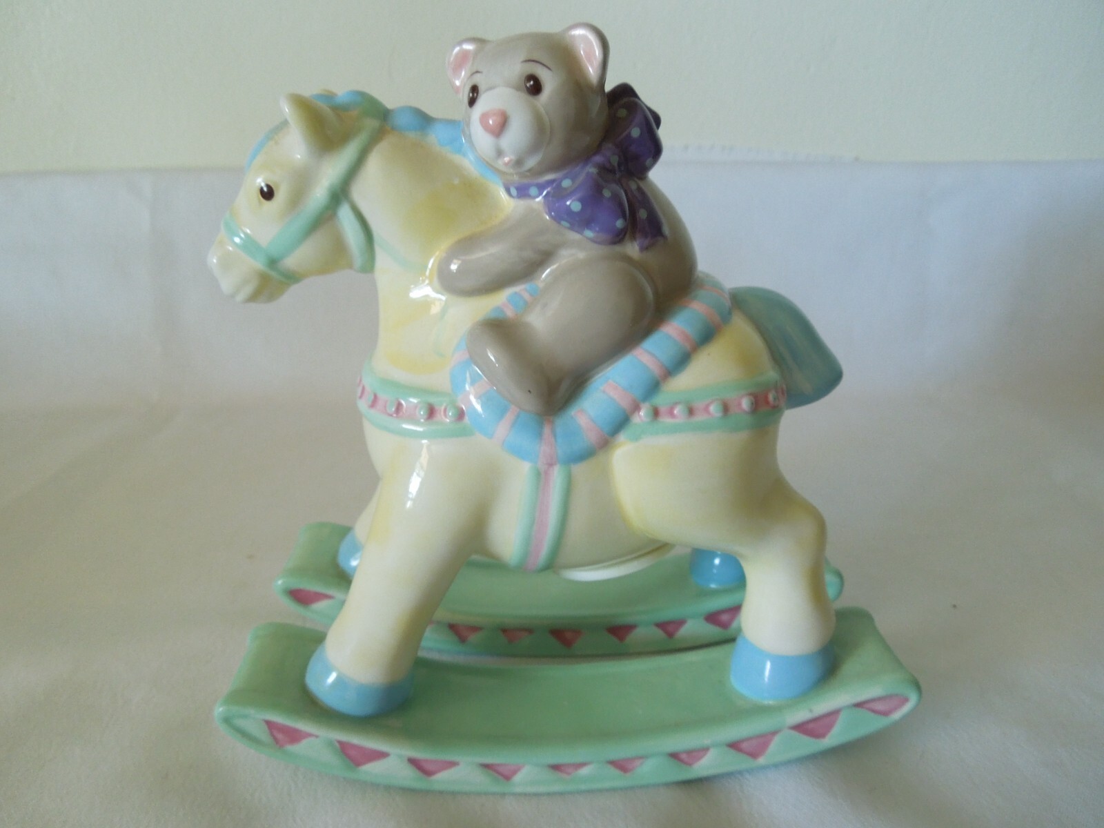 Fitz & Floyd Ceramic Rocking Horse Coin Bank Hand Crafted Gift Gallery Unused