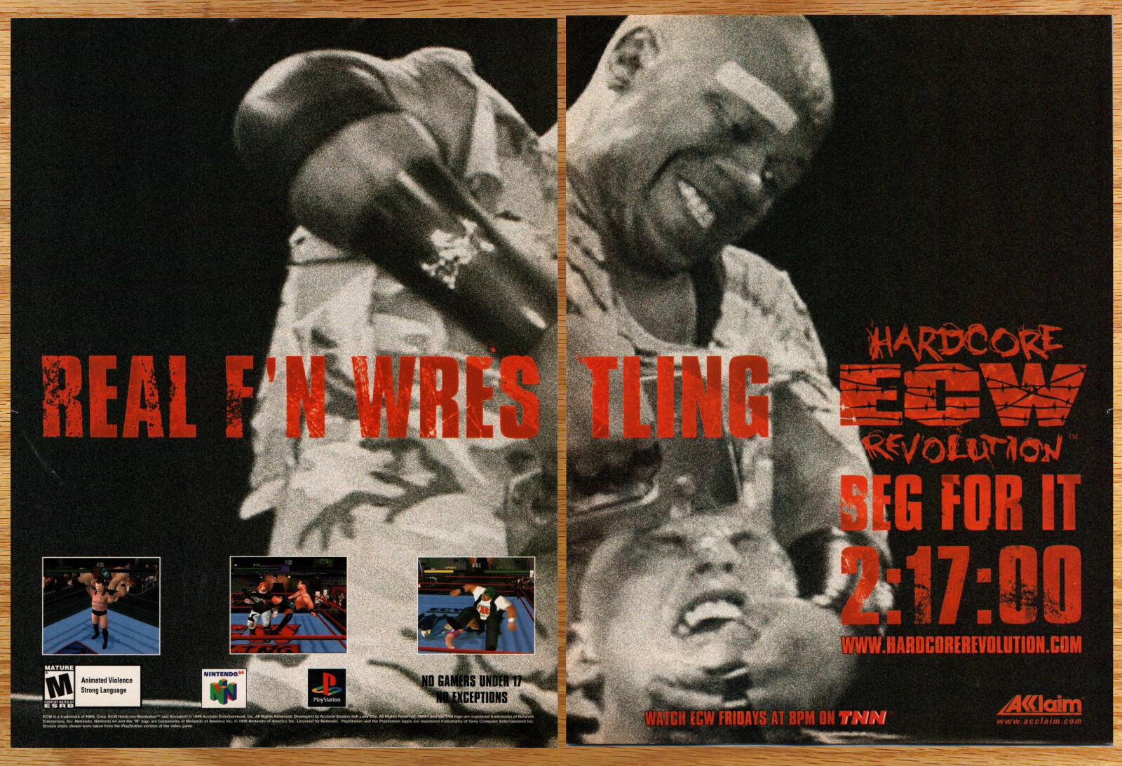 ECW Hardcore Revolution Acclaim Real TNN 2 Page Video Game Print Ad Poster 2000