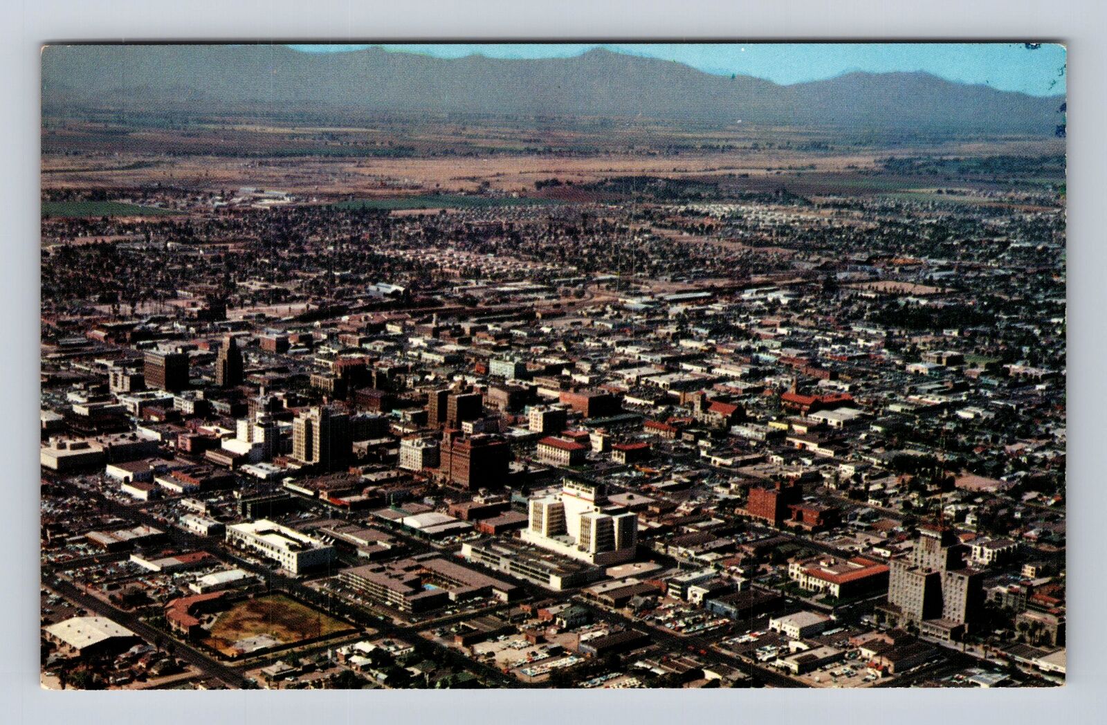 Phoenix AZ-Arizona, Aerial Of Town Area, Antique, Vintage Souvenir Postcard
