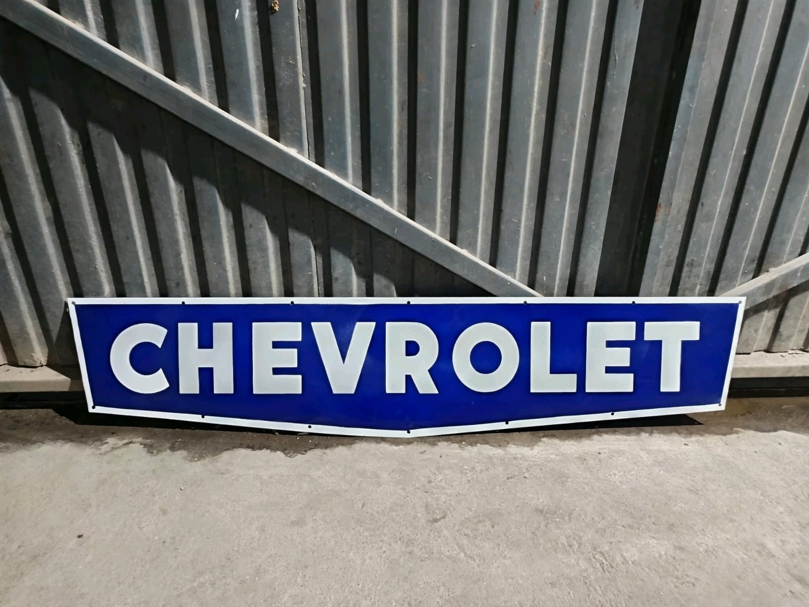 1950's Rare Vintage Chevrolet Wings Die Cut Porcelain Enamel Sign 72