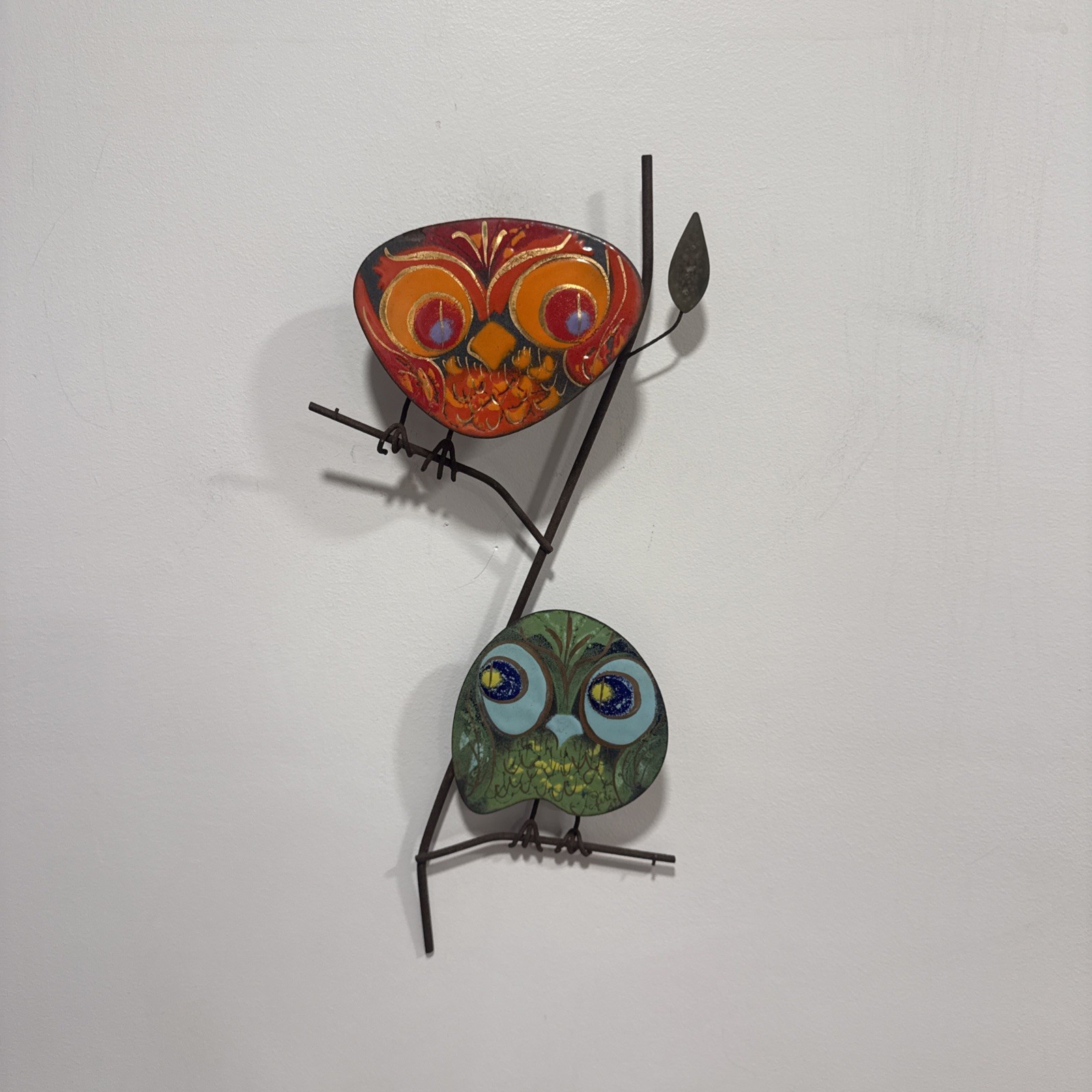 Curtis Jere Rare MCM Metal Enamel Owls wall sculpture signed Mid Century Modern Curtis Jere Rare MCM Metal Enamel Owls wall sculpture signed Mid Century Modern