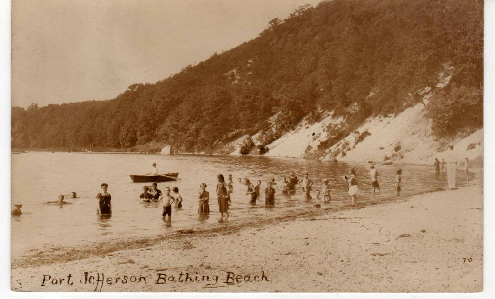Port Jefferson Long Island NY East Bathing Beach Real Photo Postcard