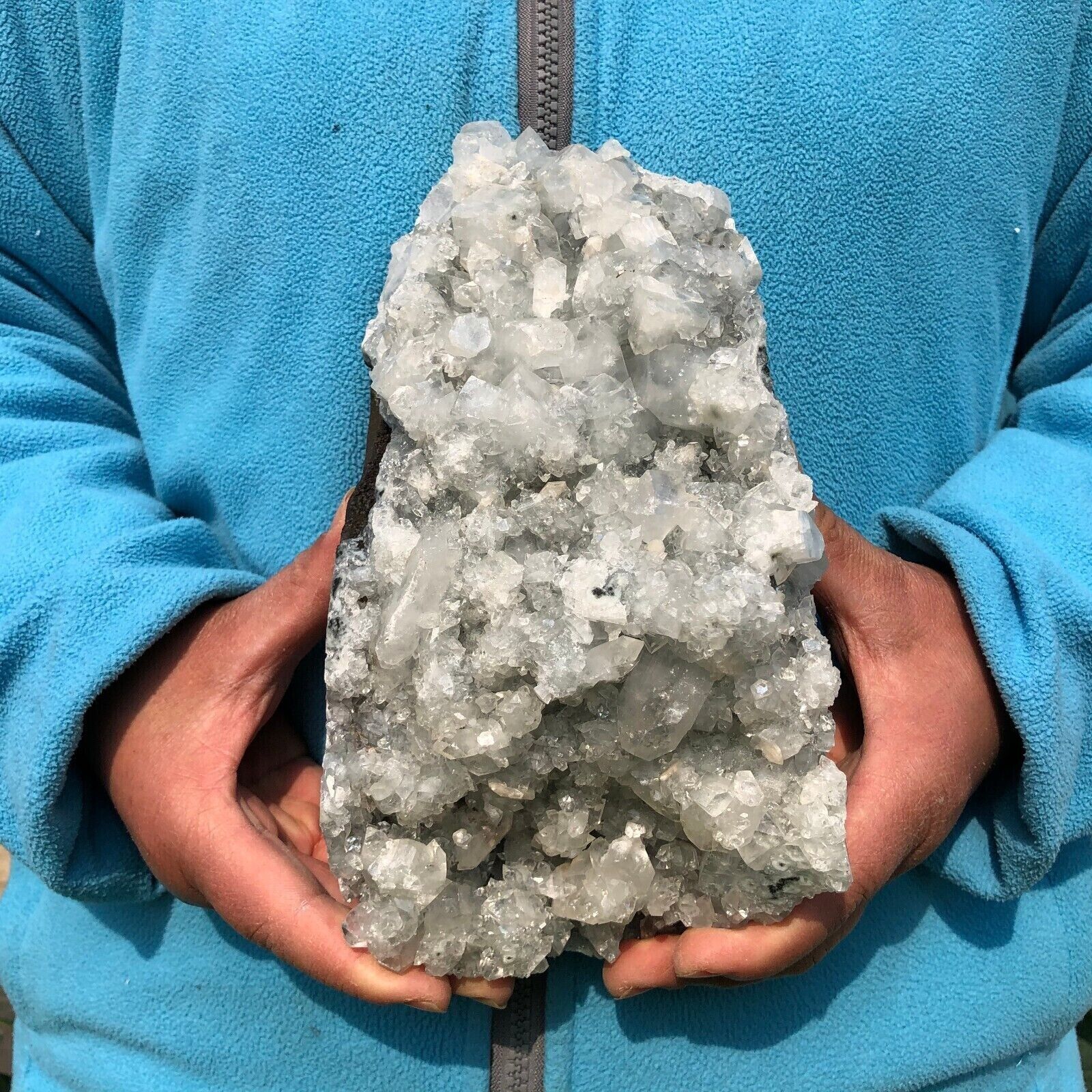 6.1 LB Natural White Calcite Quartz Crystal Cluster Mineral Specimen- Madagascar