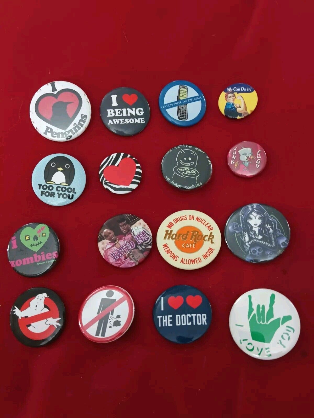 Lot Of 16 Vintage Sarcastic Funny Button Pins Pinback Various Themes Flair 