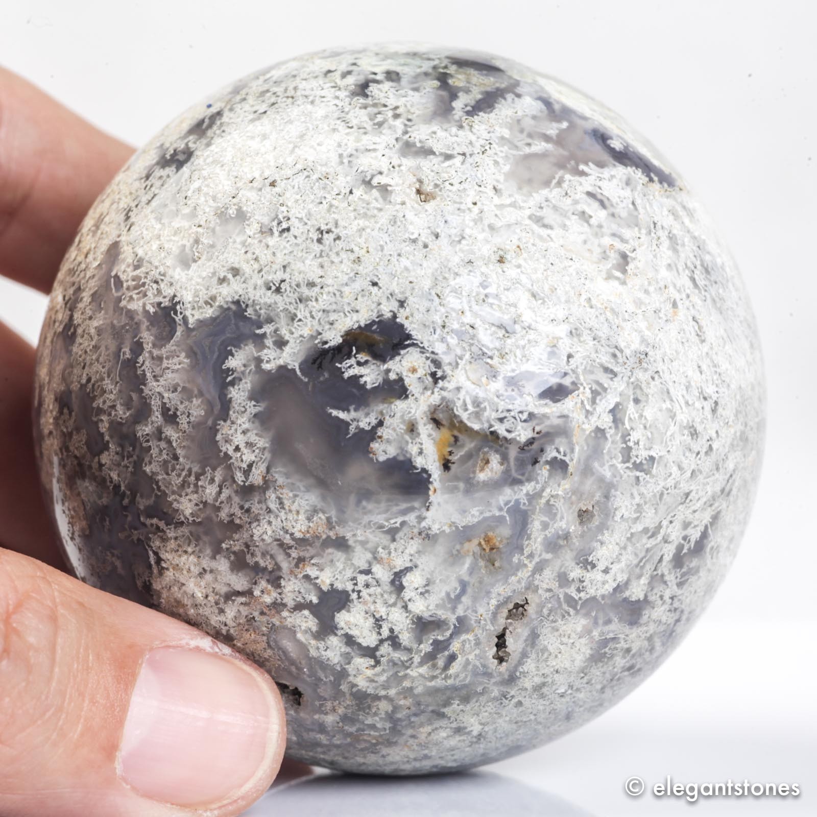 367g 66mm Moss Agate Sphere Crystal Ball Natural Aquatic Plant Water Grass Reiki