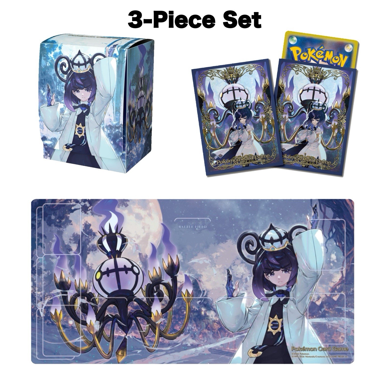Pokemon Center Japan Gwynn Mega Chandelure Complete 3-Piece Set