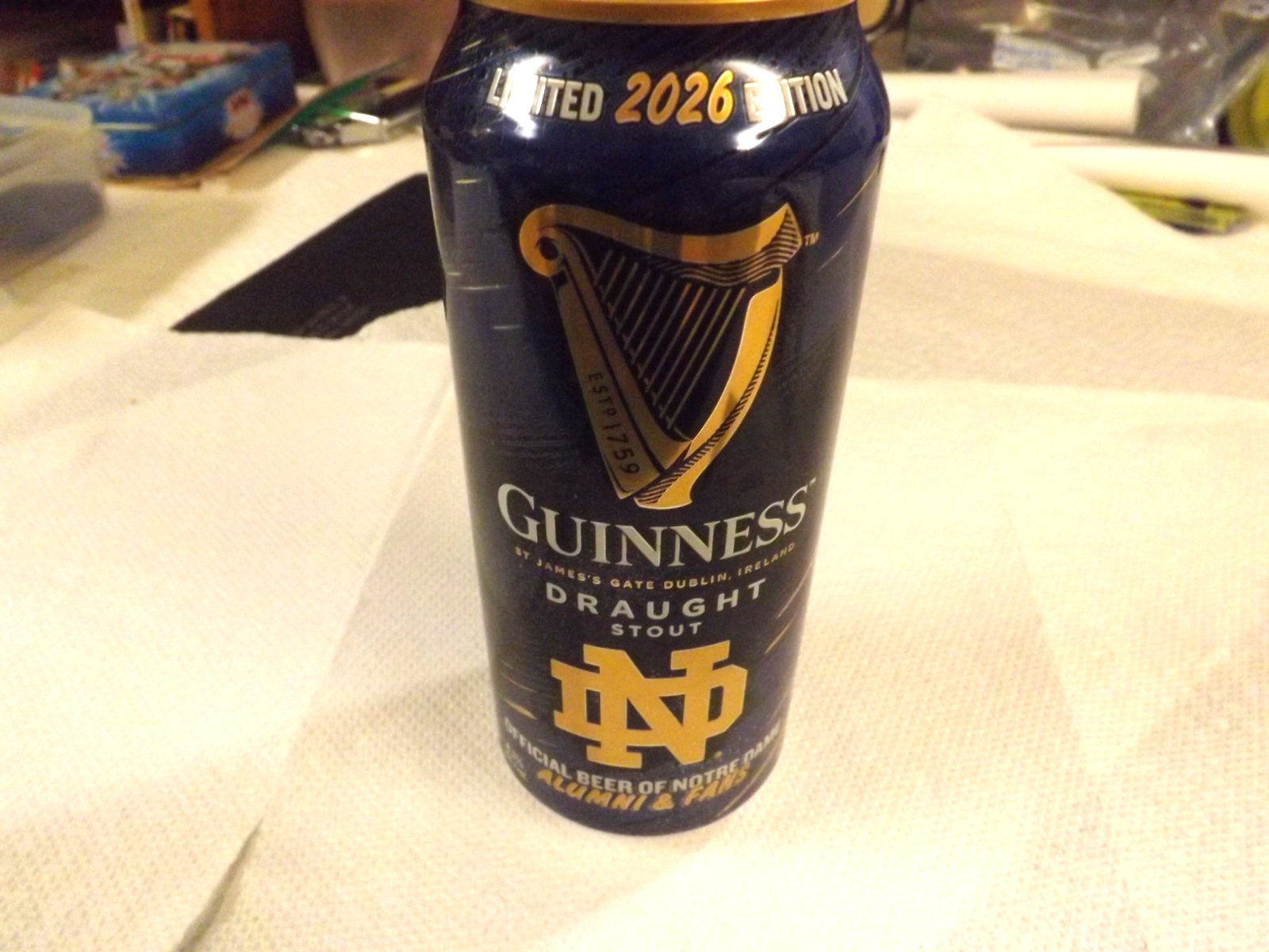 Guinness Notre Dame FOOTBALL here comes the  IRISH 2026 Edition Empty Beer Can