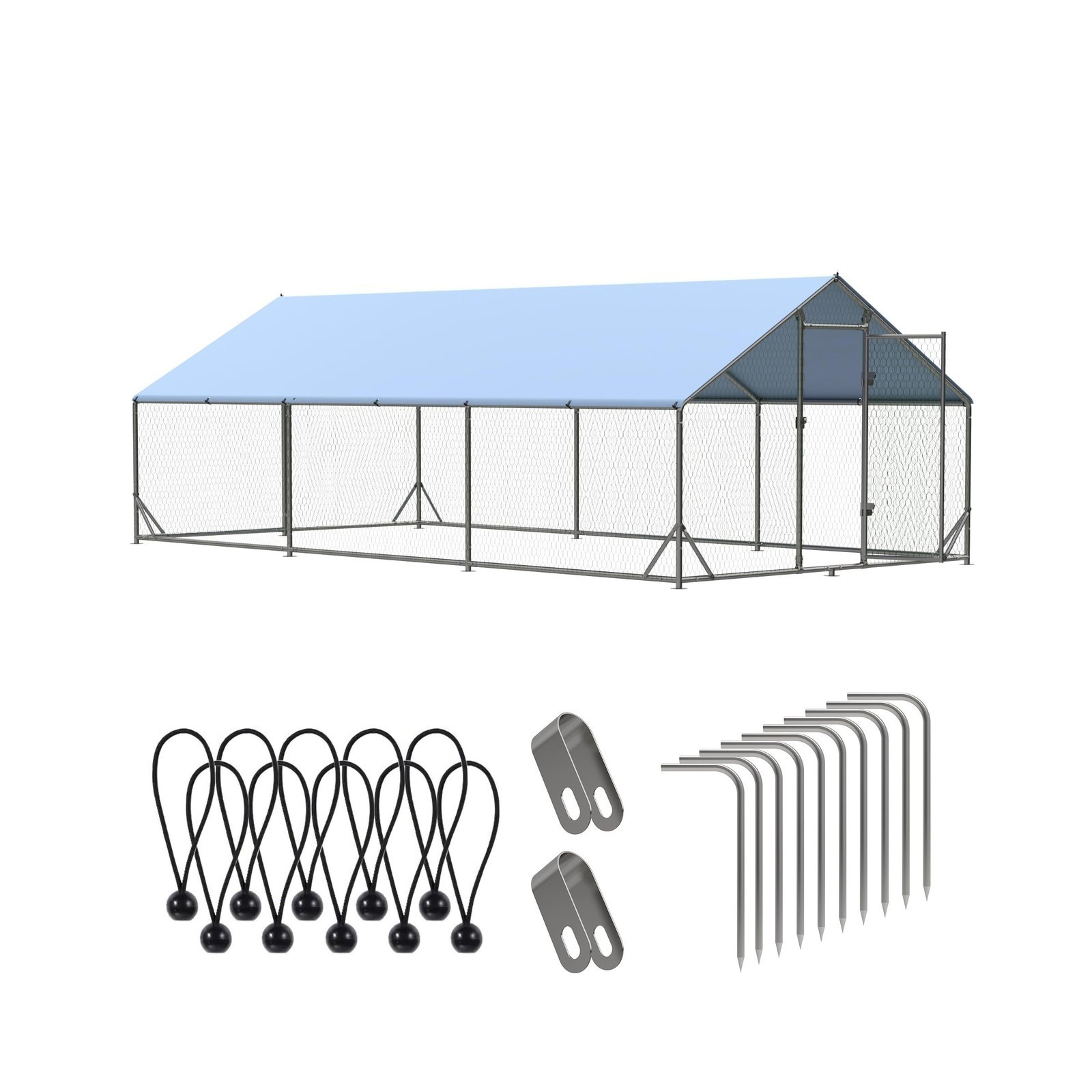 Outdoor Metal Chicken Coop,Metal Chicken Coop w/Run, Walk-in Poultry, 19.6'x9.8' Outdoor Metal Chicken Coop,Metal Chicken Coop w/Run, Walk-in Poultry, 19.6'x9.8'