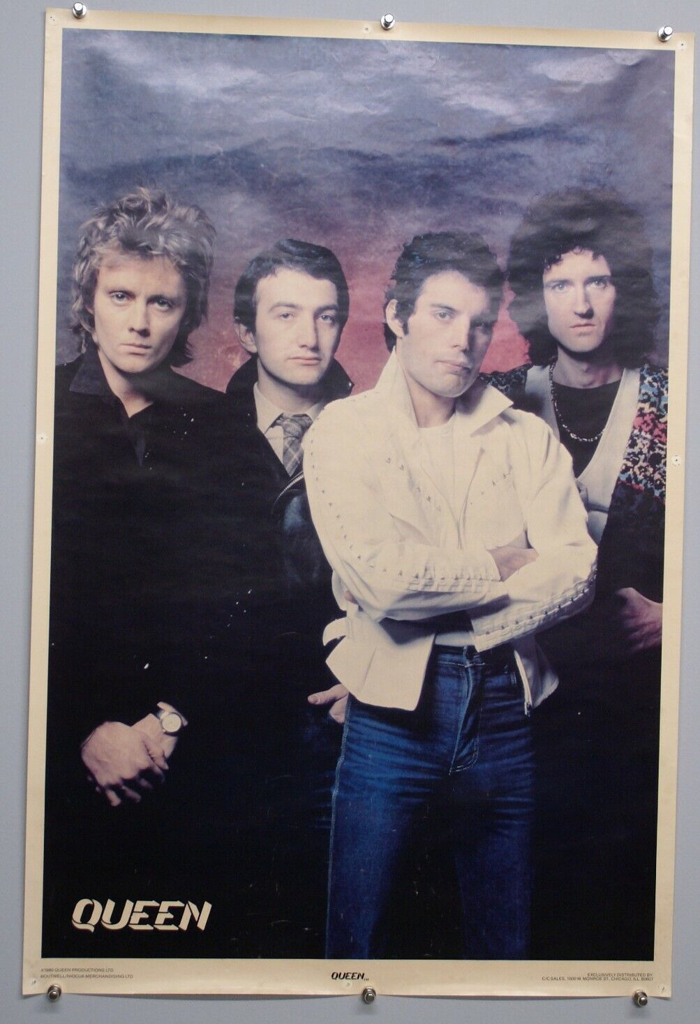 Queen Freddie Mercury Poster Original Vintage Official Queen Production 1980