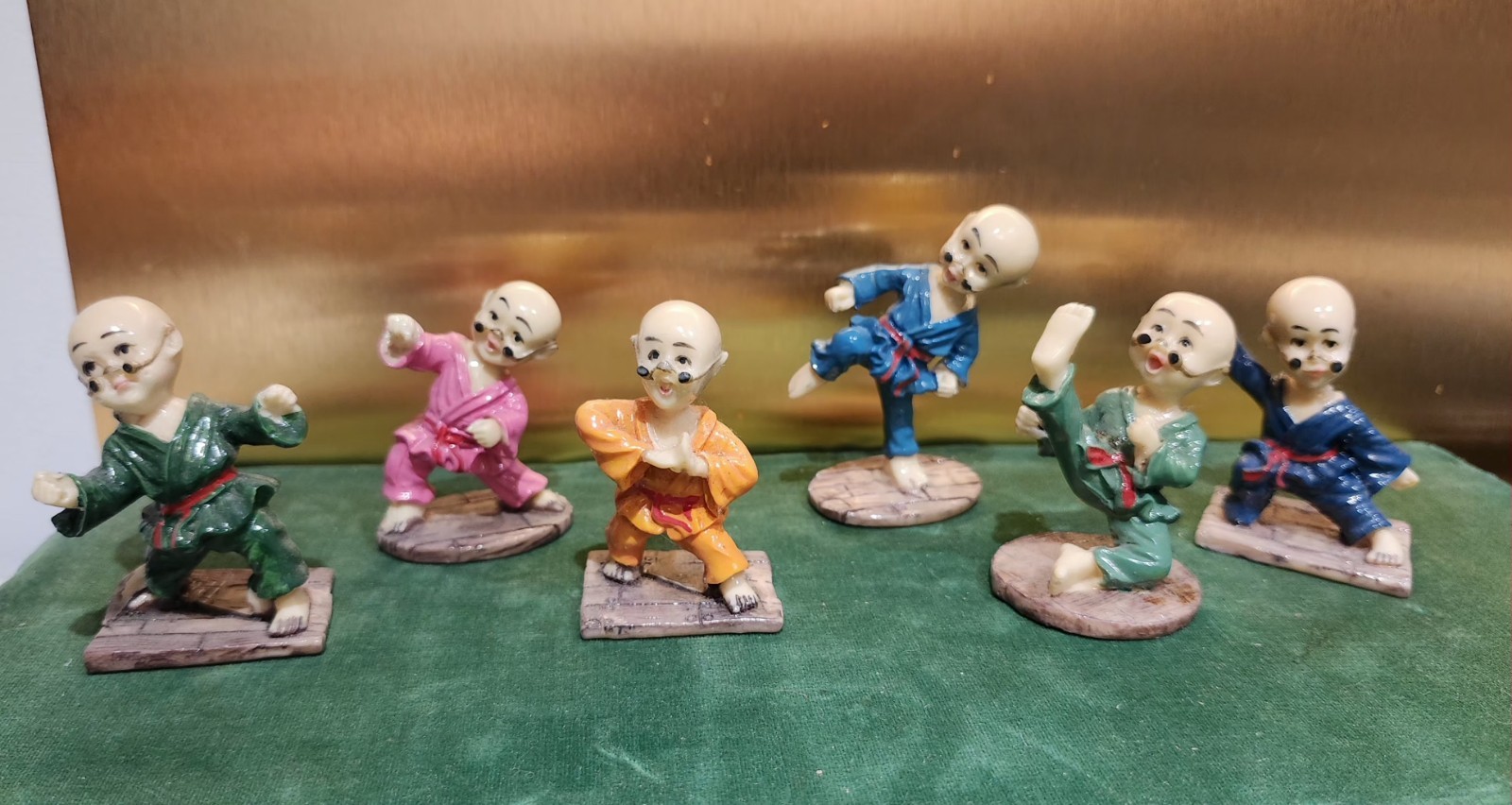 Vintage Asian Monk Chinese Kung Fu Martial Art Figurines Lot of 6 