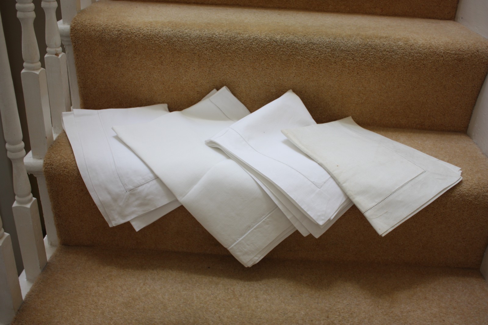 NB1631 Lovely Vintage White Linen Oxford Pillowcases x 4 1 New