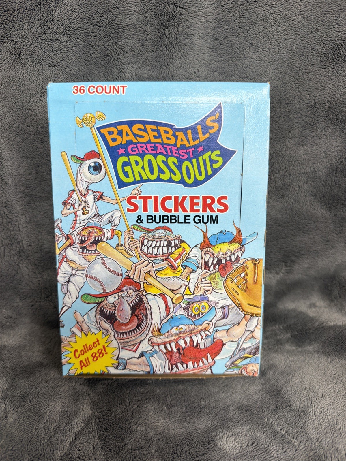 Case Fresh VTG 1988 Leaf Baseball\'s Greatest Gross Outs 36 Wax Pack Box Stickers