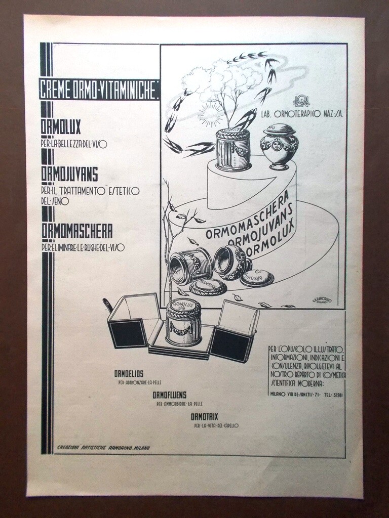 1942 Laboratorio Ormoterapico Ramorino Telefunken Milano Advertising