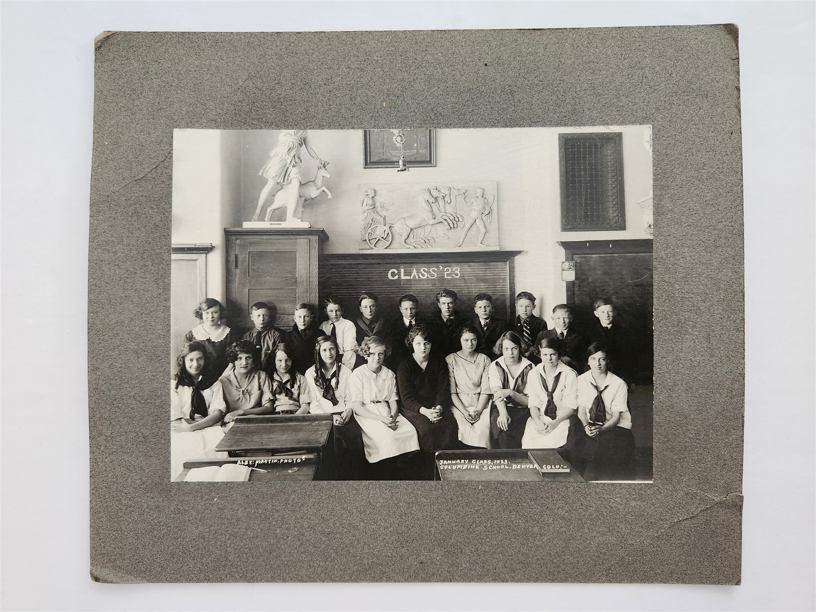 1923 vintage CLASS PHOTO denver co COLUMBINE SCHOOL classroom students