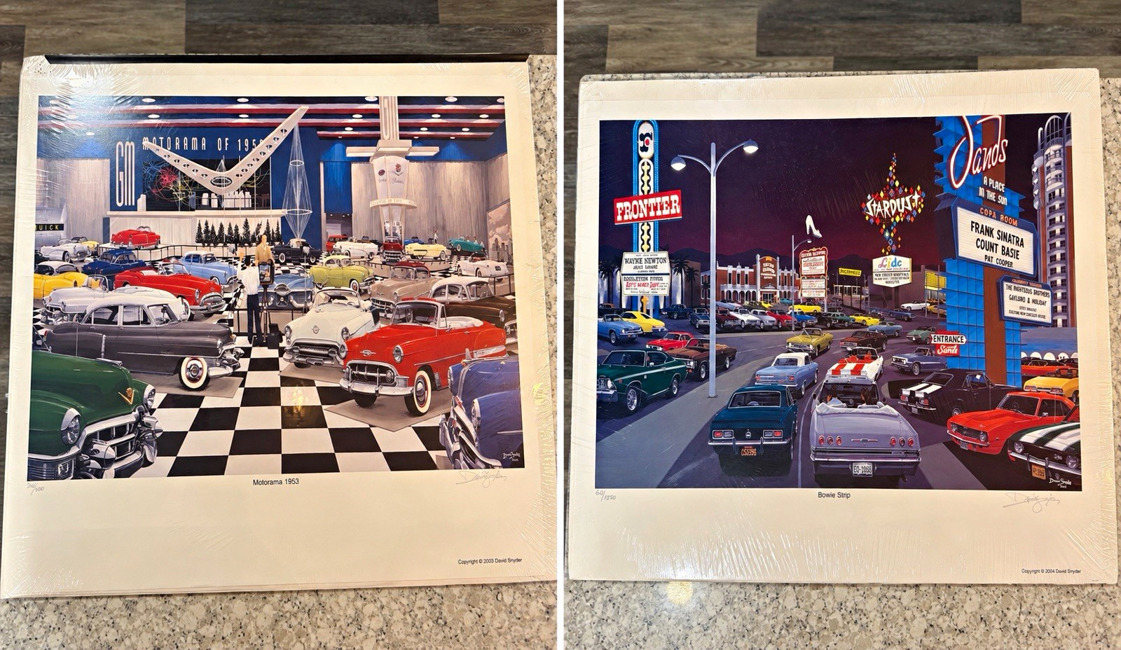 David Snyder Collectible Vehicle Prints (2) Motorama 1953 & Bowie Strip David Snyder Collectible Vehicle Prints (2) Motorama 1953 & Bowie Strip