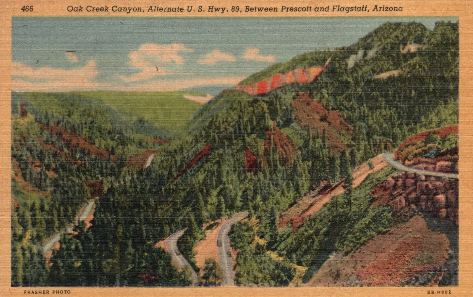Postcard AZ Oak Creek Canyon Alternate Highway 89 Linen Vintage PC f4112