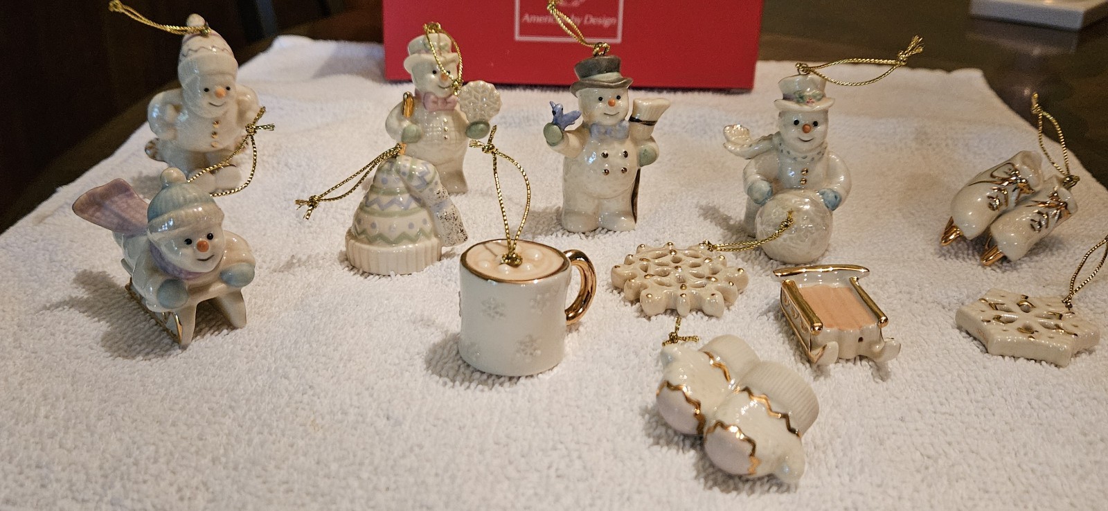 Lenox AMERICAN BY DESIGN Snow Pals  Miniature Tree Ornaments 12 Pieces