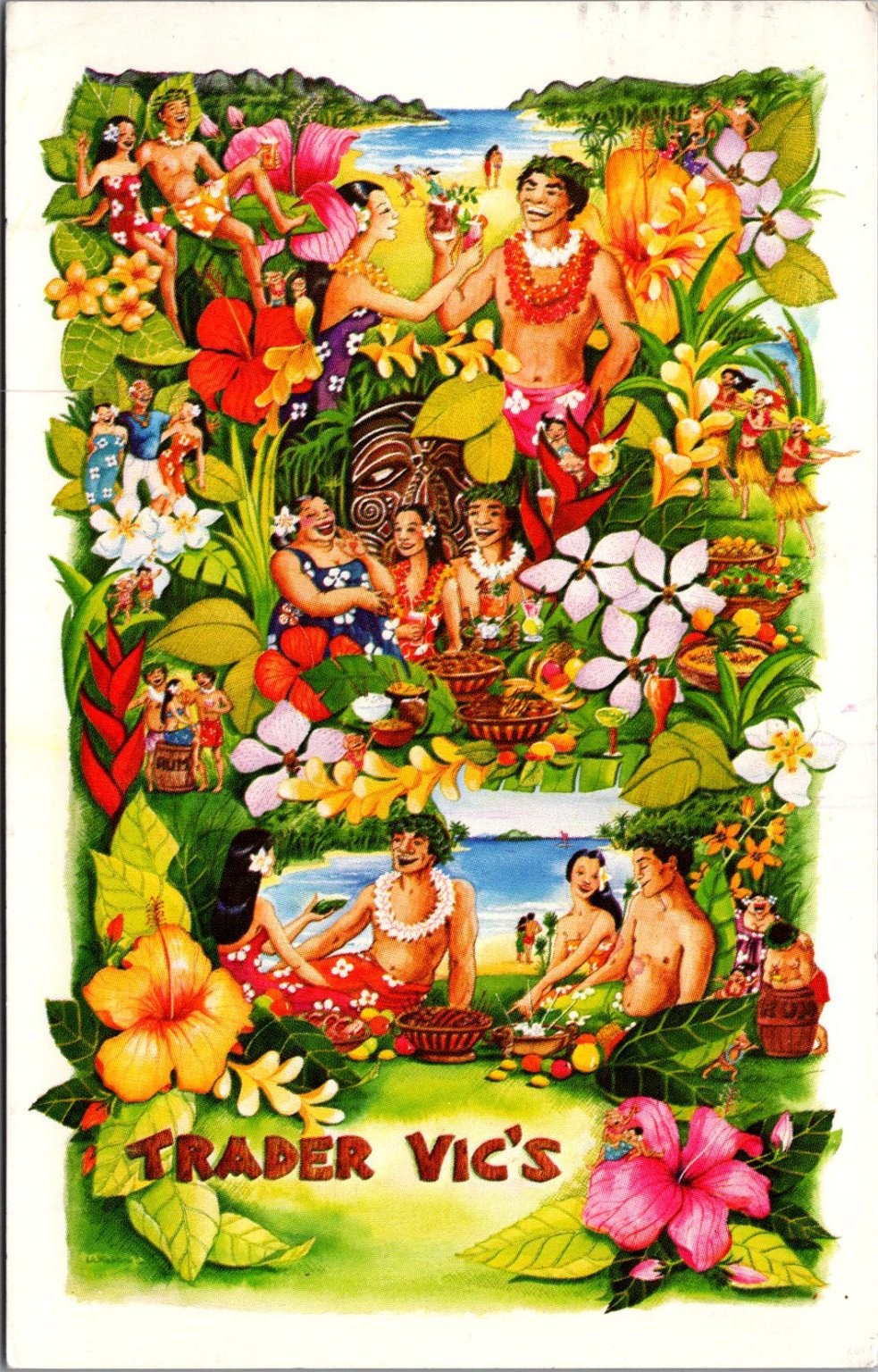 Trader Vic\'s Tiki Restaurant Vintage Postcard San Diego 1983 Posted