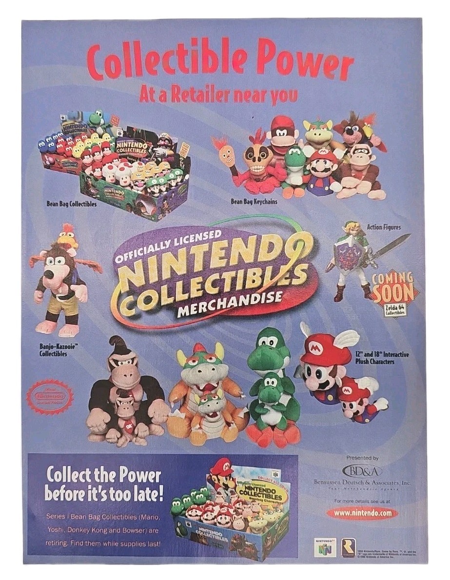 Rare & Nintendo Collectibles Merchandise 1998 Original Print Ad 7.75