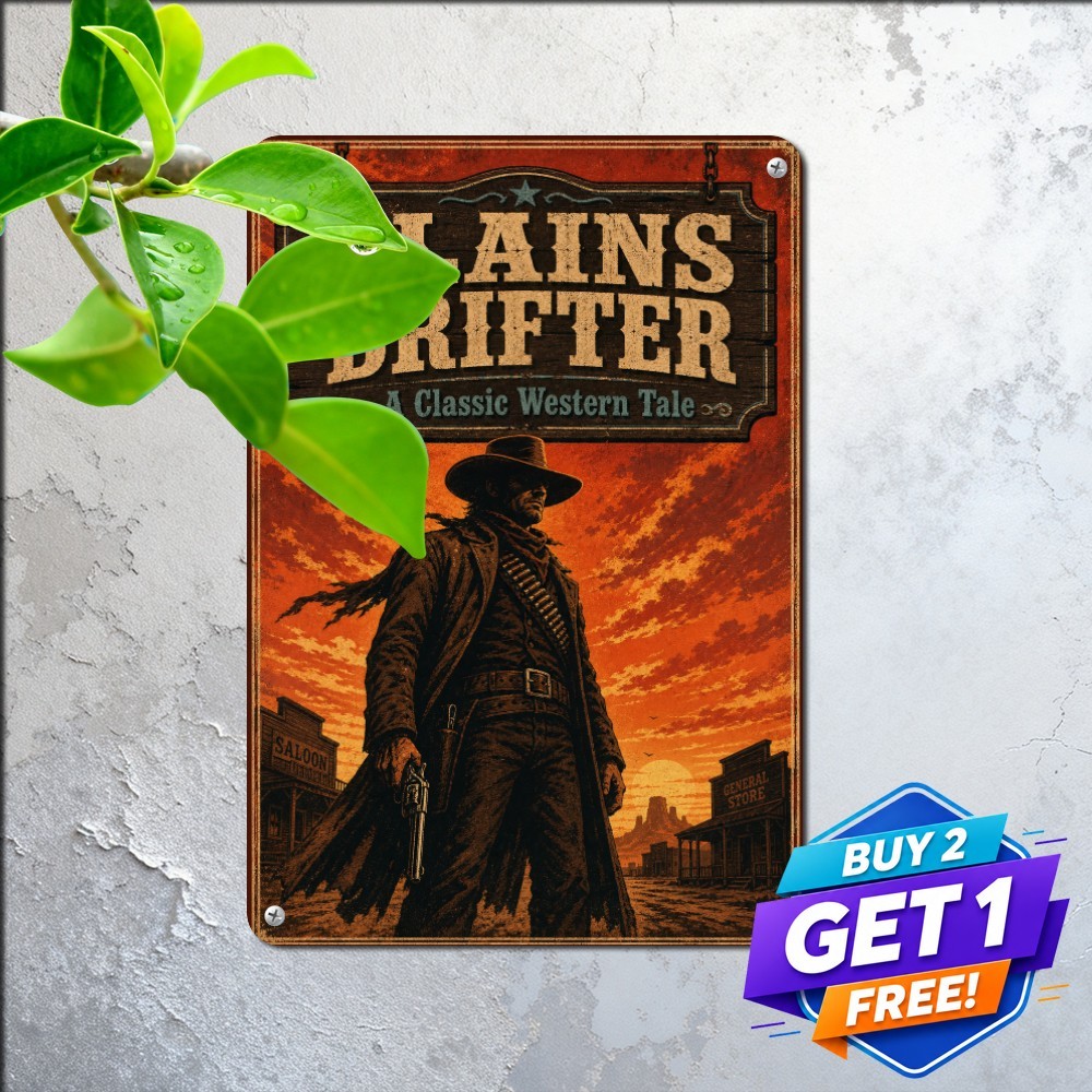 Western Cowboy Drifter Classic Action Movie Metal Tin Sign 8x12 Man Cave