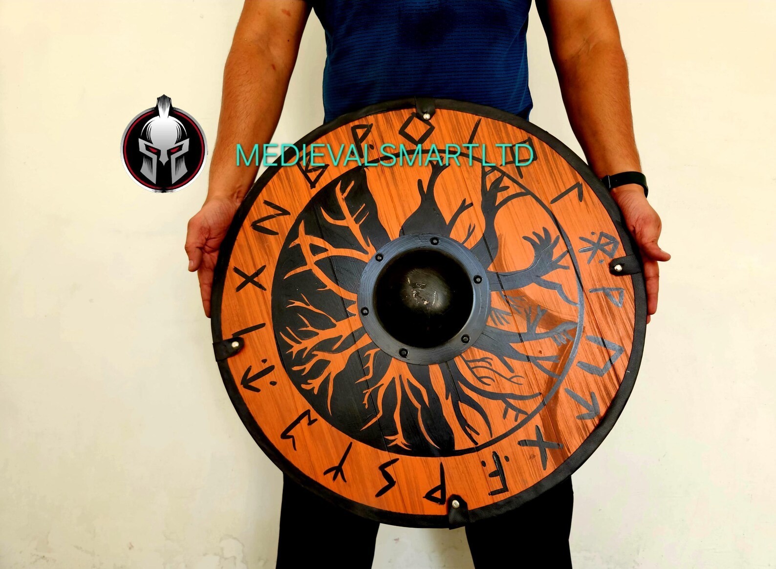 Viking Wooden Shield: Battle Ready Cosplay, Norse Tree of Life Design