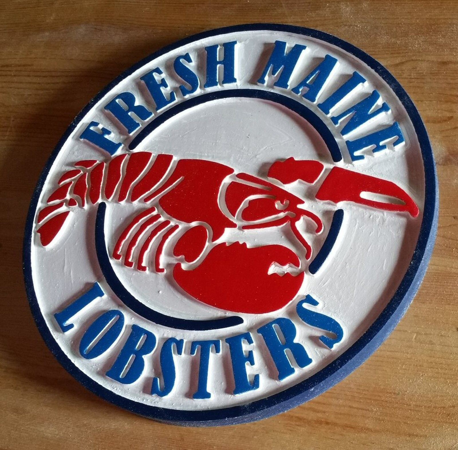 Fresh Maine Lobster Tiki Bar wood 3D routed Island Beach Bar Sign