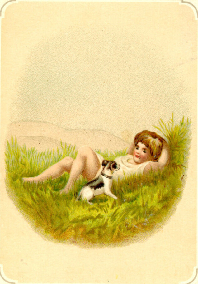 Large Trade Card Gates Cole Miles Coffee Spice Mills Boy Dog Playing K1