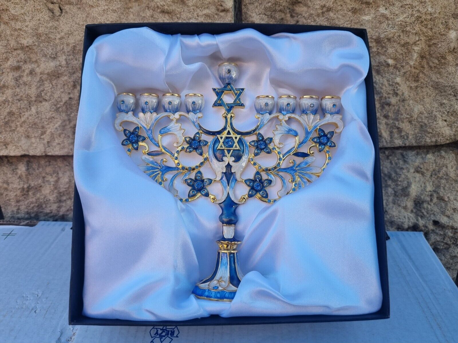 Hanukkah Menorah Star of david design 9 Branches Vintage Chanukah Candle Holder