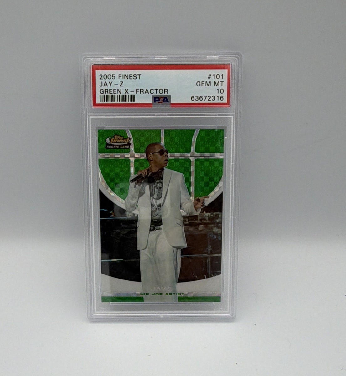 Topps Finest 2005 Finest Jay-Z #101 Green X-Fractor Parallel /99 PSA 10