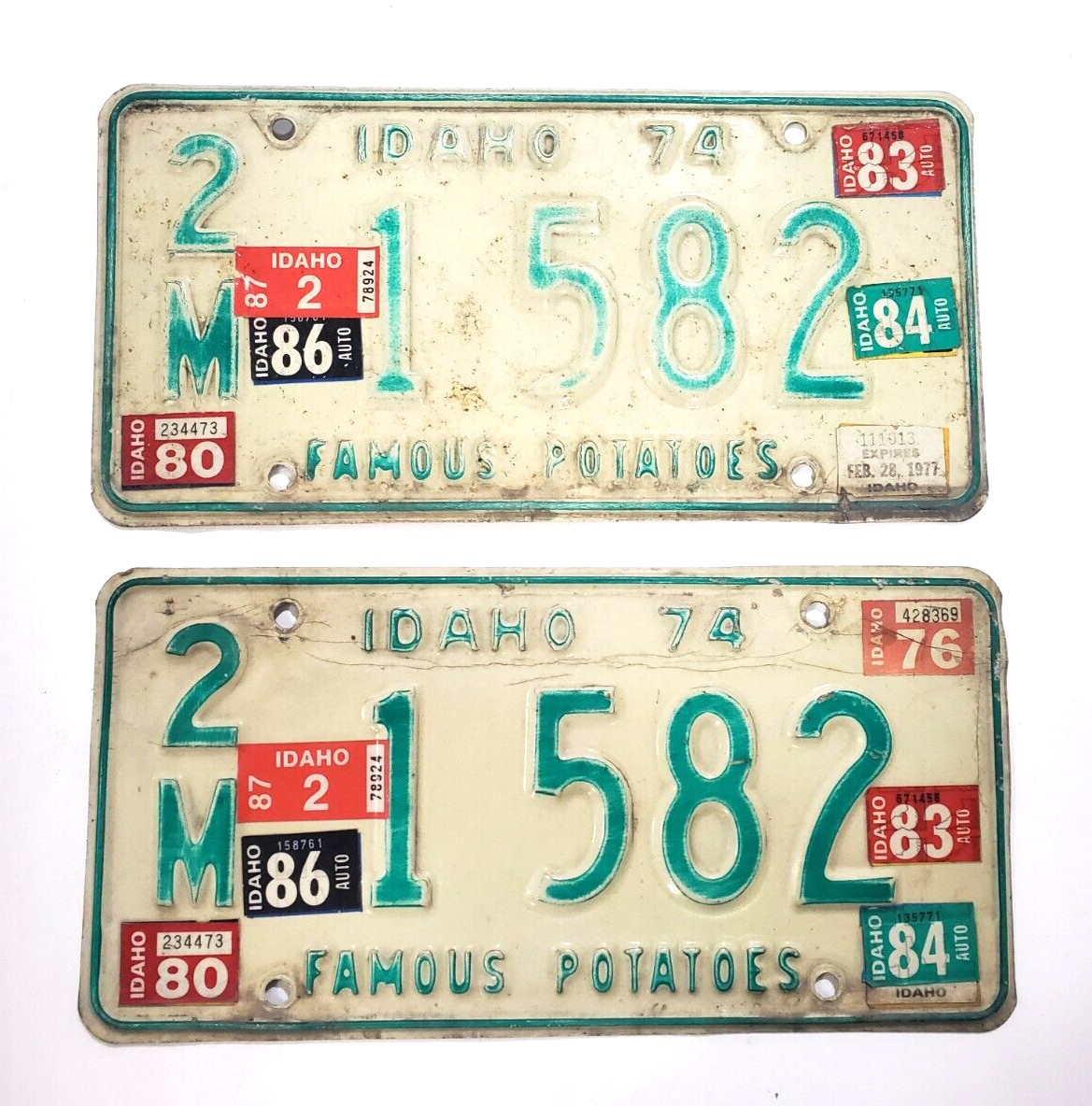 VTG 1974 Idaho License Plate Pair Minidoka County Rupert Famous Potatoes