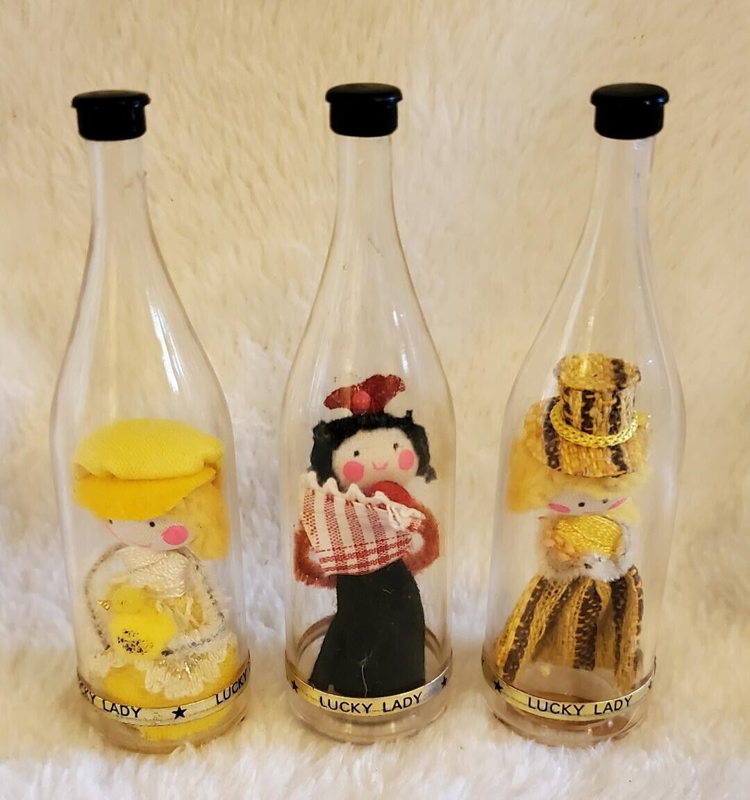 Rare Vintage Miniature Lucky Lady Dolls in Bottles (3)