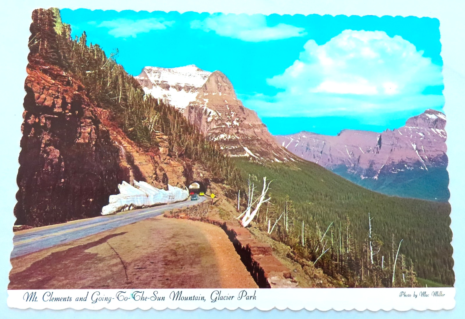 Mt Clements Tunnel Glacier Park Postcard Vintage Chrome Montana Going To Sun MT