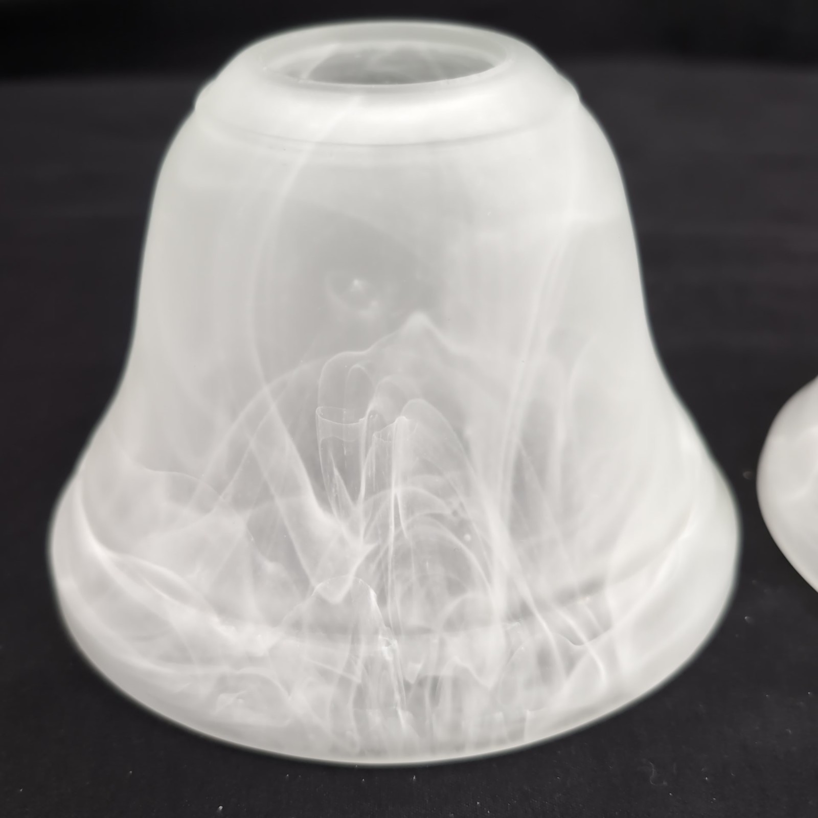 Vintage Frosted Alabaster Glass Lamp Shade Set of 2 Replacement Swirl Bell