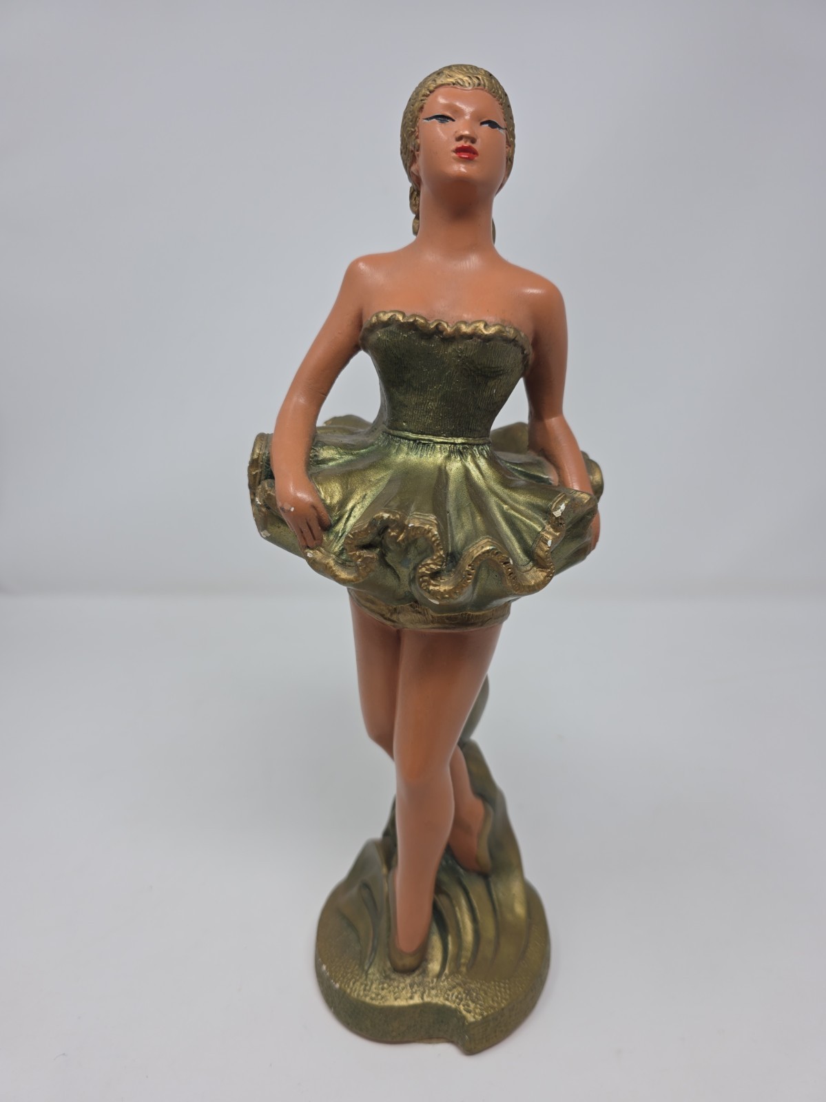 Vintage 1950s Ballerina Chalkware Sculpture #345 Dancer 12” American Art IND.