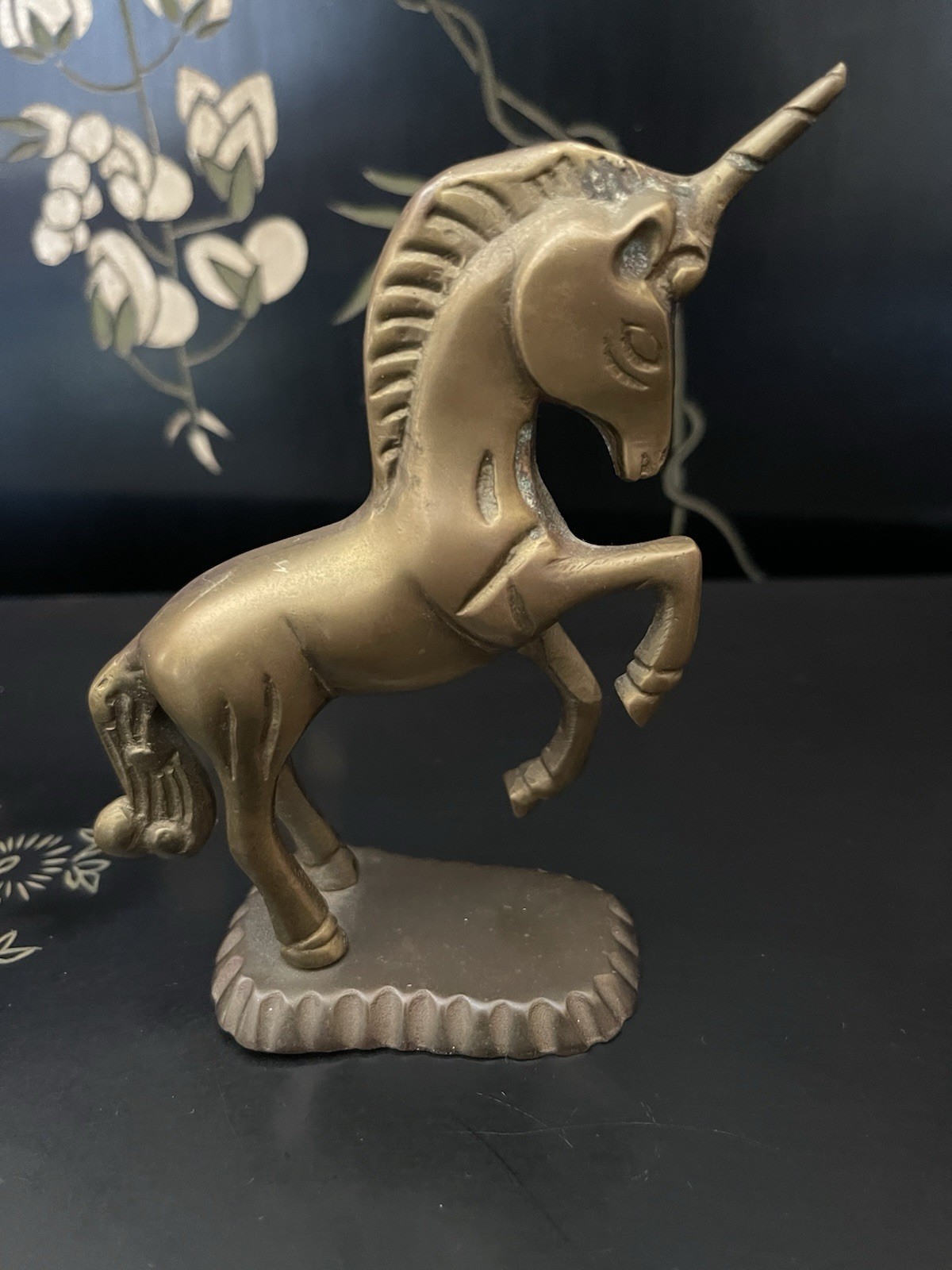 Vintage Brass Unicorn Statue 5x4x2