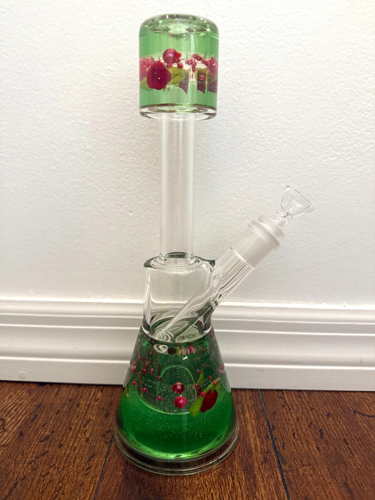 11.5” Premium Glass Water Hookah Art Floral Pattern 14mm Green