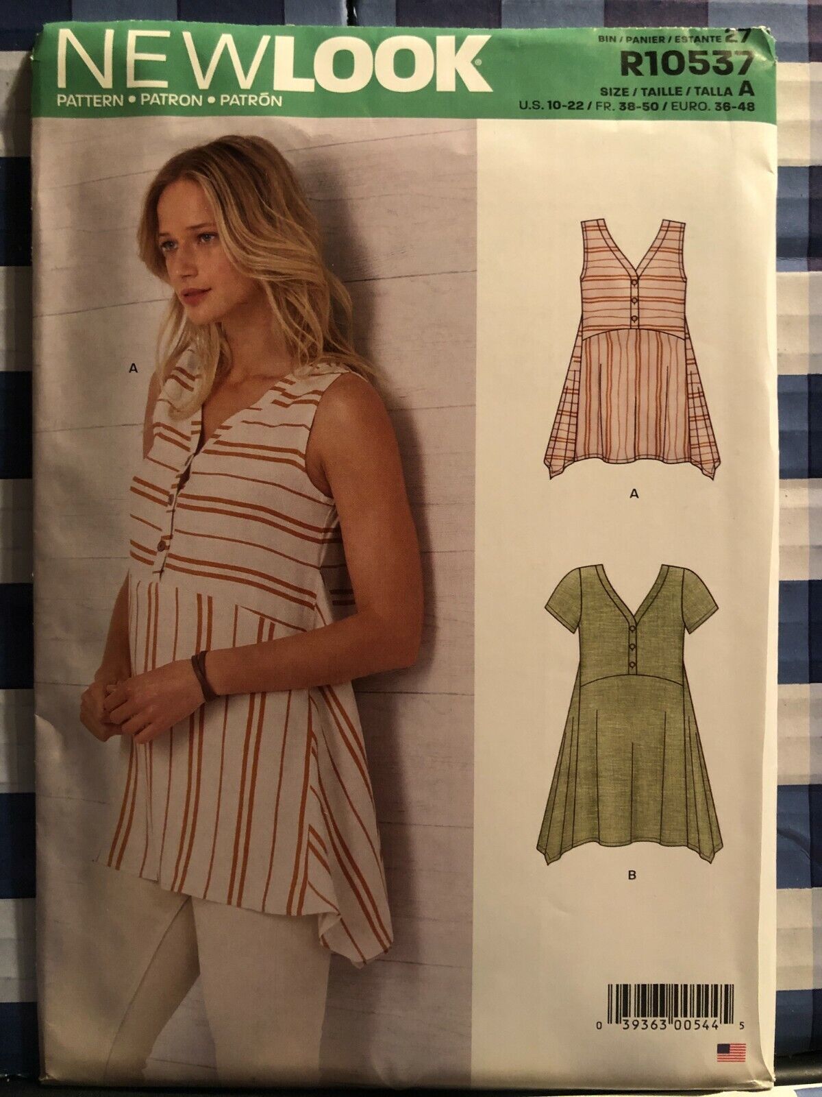 Simplicity Pattern #R10537 Misses High-Low Empire Waist Top Buttons Size 10-22