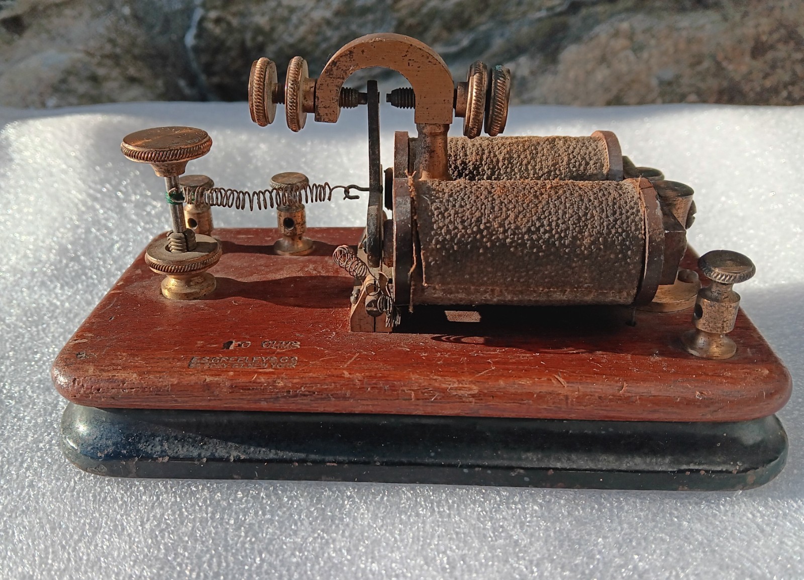 Antique E.S. GREELEY & CO. 5 & 7 DEY ST. NEW YORK Telegraph key Sounder 1880s