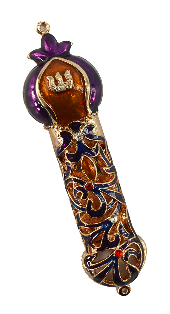 Fine Handcrafted Bejeweled 5 Inch Royal Mezuzah Scroll Case